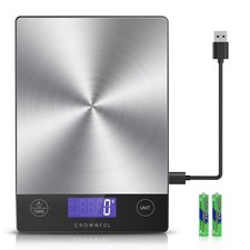 CROWNFUL Food Scale, 33lb Rechargeable 304 Stainless Steel Digital Silver