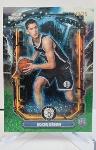 2025-26 Topps Cosmic Chrome Egor Demin Extraterrestrial RC Green Refractor /75