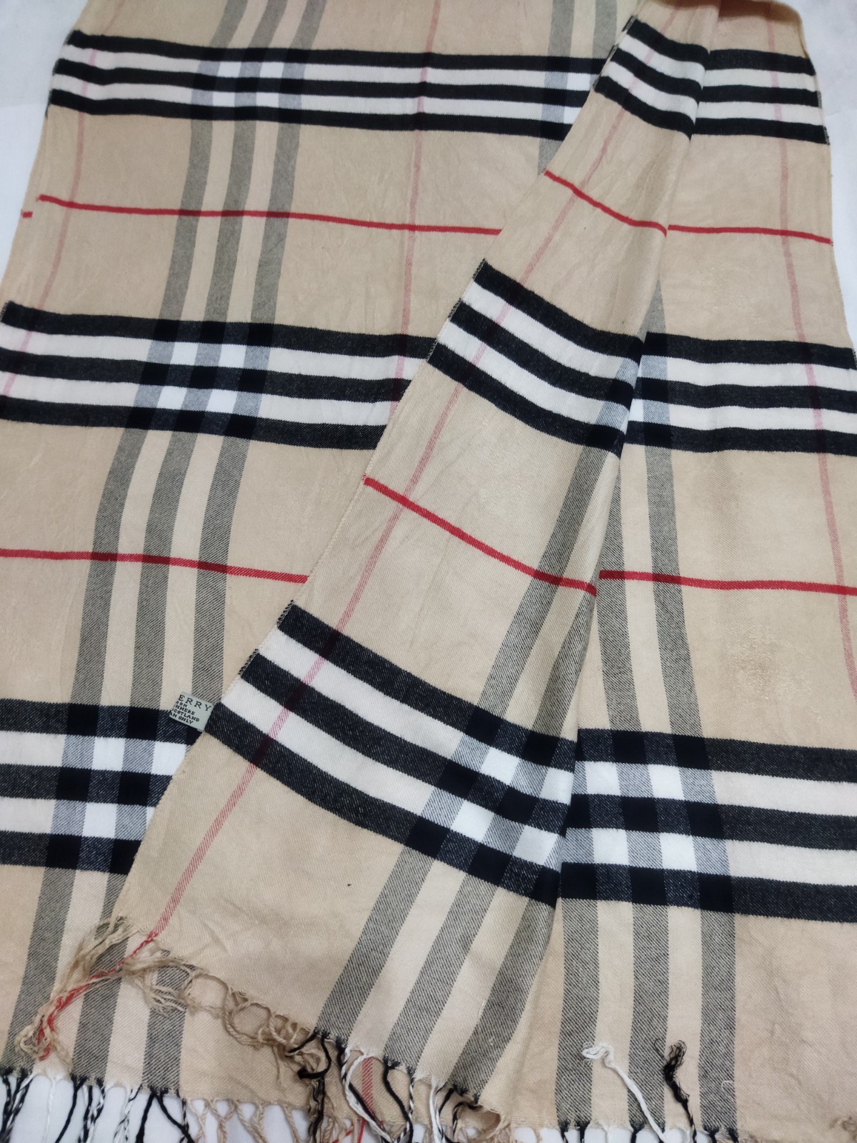 Burberry Scarf Rectangular Shawl 100% Cashmere St… - image 6