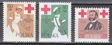 Pologne 1959 MNH Mi 1120-1122 Sc 868-870 Croix-Rouge. Medicine .Henry Dunant **