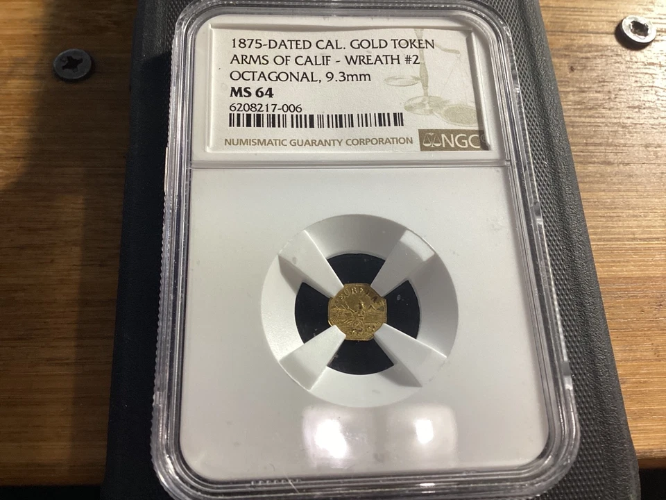 1875 California Gold, Arms of Calif / NGC MS64 / Gold Rush! BEAUTIFUL COIN #742 - Image 2 of 3