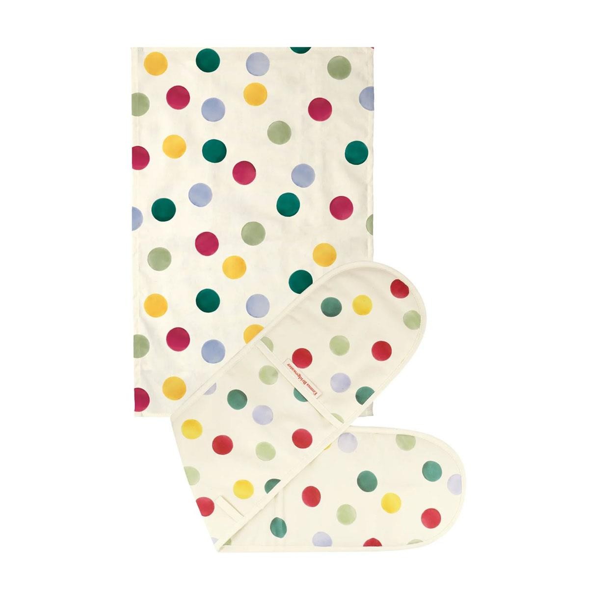Emma Bridgewater Big Polka Dot Double Oven Glove and Tea Towel Set 1POL011689