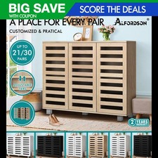 ALFORDSON Shoe Cabinet Storage Rack OrganiserAdjustable Shelf 21/30 Pairs Wood