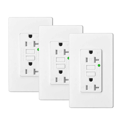 #ad 3 Packs 20Amp GFCI Outlet GFI 110V Decora Receptacle Self Test TR WR with Cover $34.99