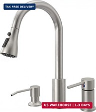 3 Hole Kitchen Faucets, Brushed Nickel Kitchen Faucet with Soap Dispenser, Kitch