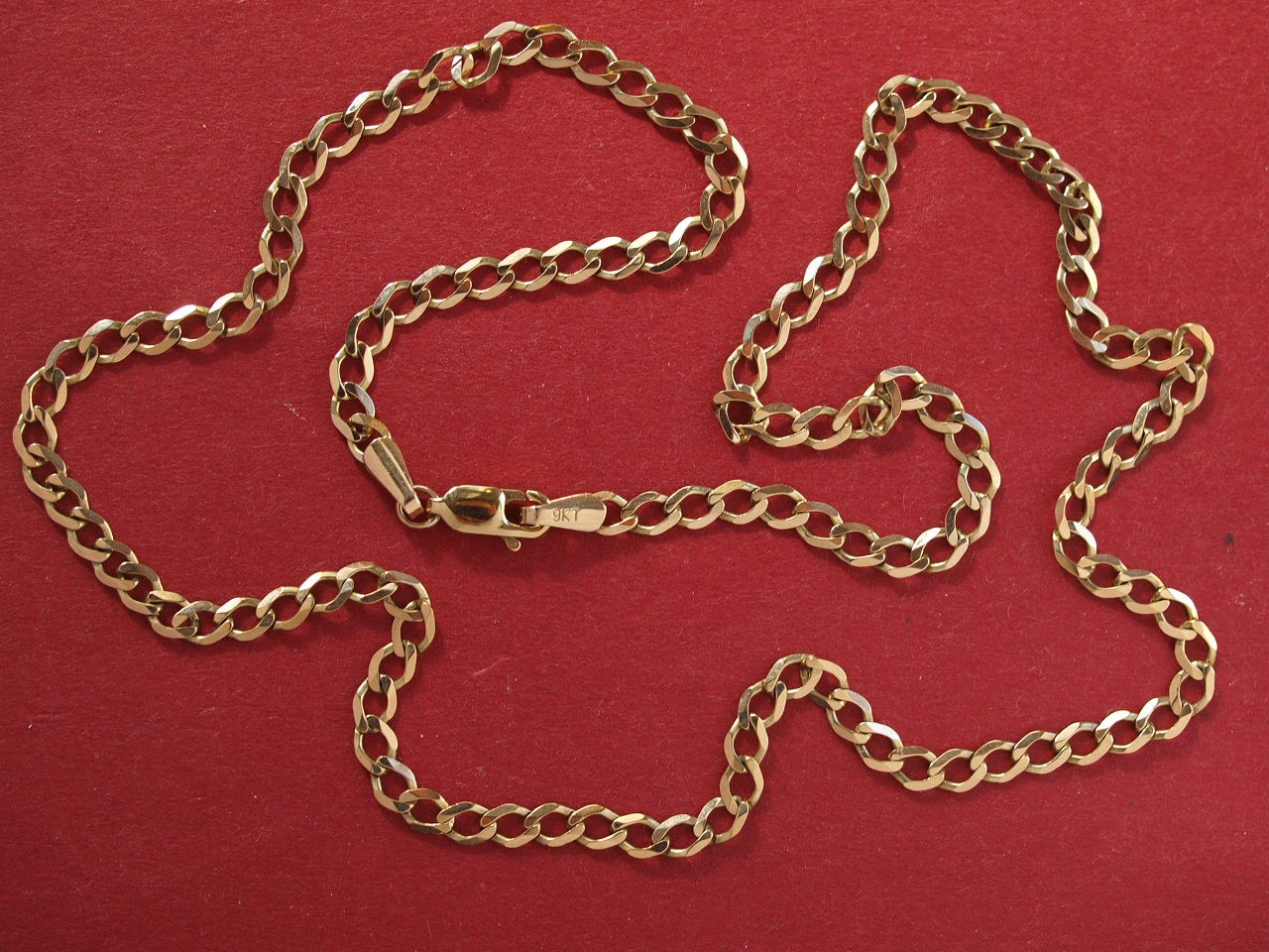 Solid 9ct yellow gold flat curb Chain Necklace - image 2