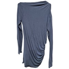 Express Bodycon Dress Women Size M Gray Shimmer Long Sleeve Ruched Glam Party