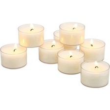 Smokeless Long Burning Unscented Tea Light Candles Clear Cup 24 Pack 6 to 7 Hour