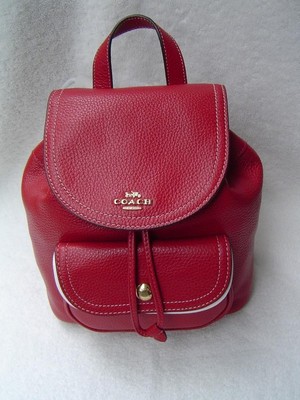 Coach Bag Pennie Backpack 22 Mini Red Pebble Leather Drawstring C4121 NEW AUTHENTIC COACH RED PEBBLE LEATHER PENNIE BACKPACK 22  main image 2