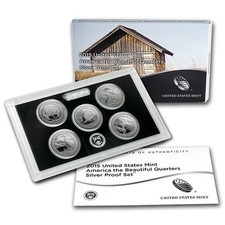 2015 U.S. Mint 'America the Beautiful' Silver Proof Quarter Set w/ Box & COA *JE