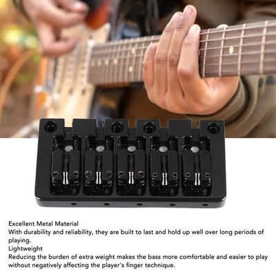 Black Bass Bridge Flip Top Micro Adjustable 5 String Bass Bridge Replacement For