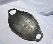 ANCIENNE Coupelle à fruits en étain 95% poinçon COUPE PLATEAU decor fruit