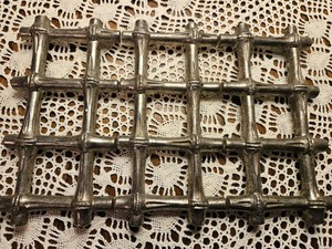 Vintage Italian Silver Plated FB Rogers Expandable Designer Chic "Bamboo" Trivet