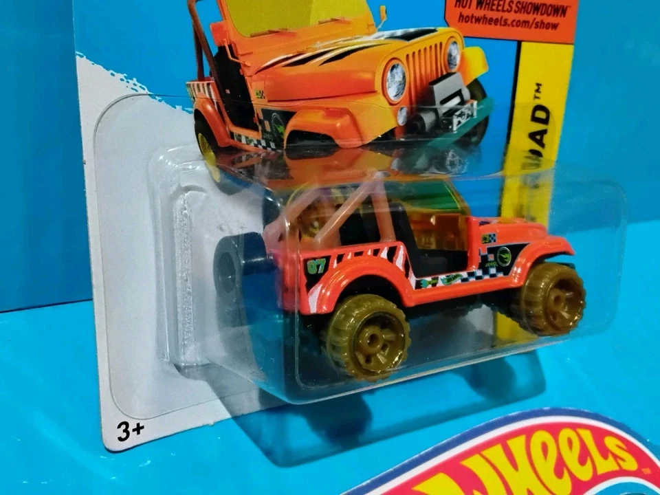 2015 HOT WHEELS TREASURE HUNT JEEP CJ-7 #101 ORANGE OFF-ROAD THUNT SHORT CARD - Image 3 of 4