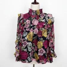 NEW Adelyn Rae Top Womens XS Pink Floral Vibrant Colorful Ruffle Fairy Ethereal