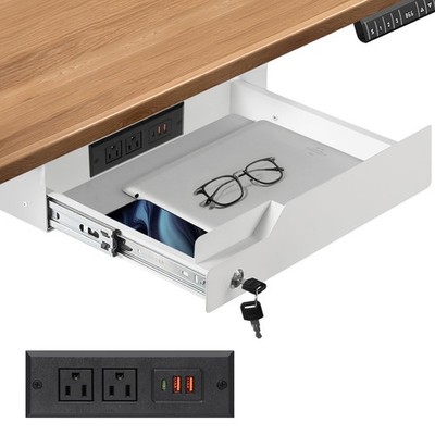 Under Desk Drawer Storage with Lock, Metal Undermount Table Drawer, Bearing S...