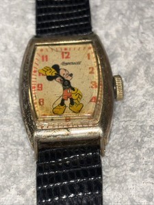 Rare MICKEY MOUSE WATCH 1947 Disney Ingersoll Keep Great US TIME , RUNNING.