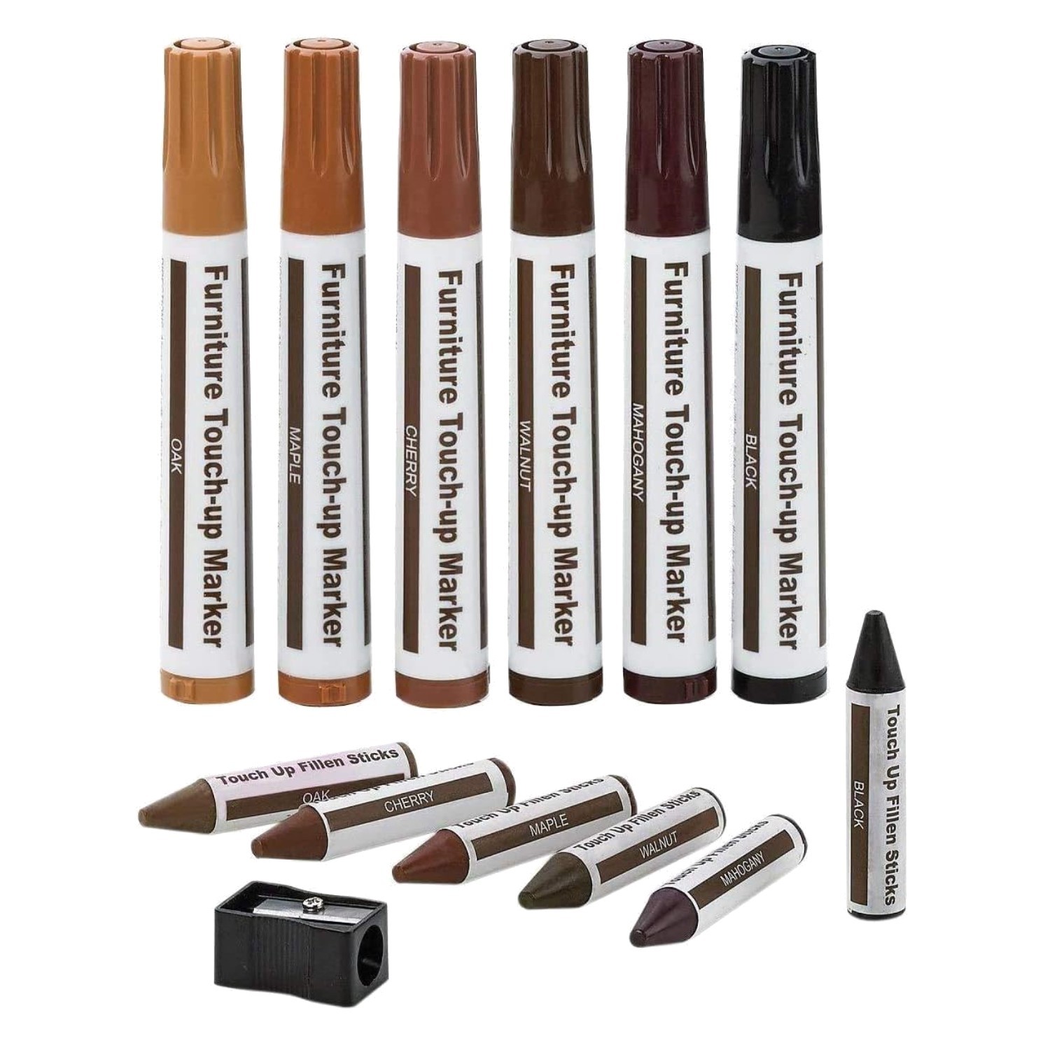 Effortless Furniture Restoration: 13-Item Wood Marker & Wax Kit with Sharpener