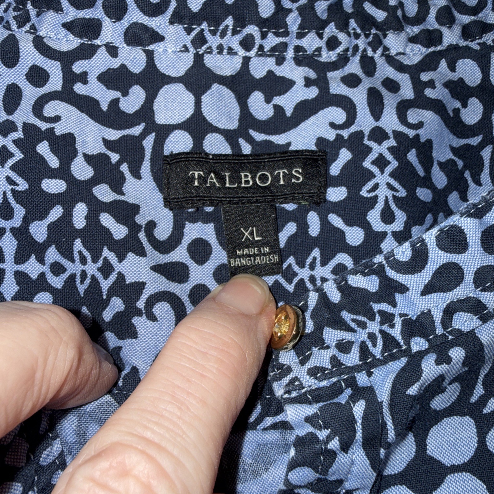Talbots Damask Patterned Popover Blouse Mandarin … - image 5