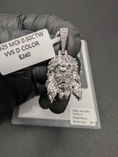 Solid 925 Sterling Silver GRA Certified Moissanite Polished Jesus Piece Pendant