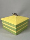 Vintage 1940’s Square Bee Ceramic Square Lidded Honey Pot Made In England #2474
