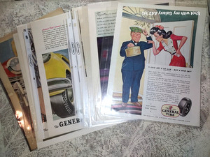 LOT OF 12 VINTAGE GENERAL TIRE MAGAZINE ADS-1940'S