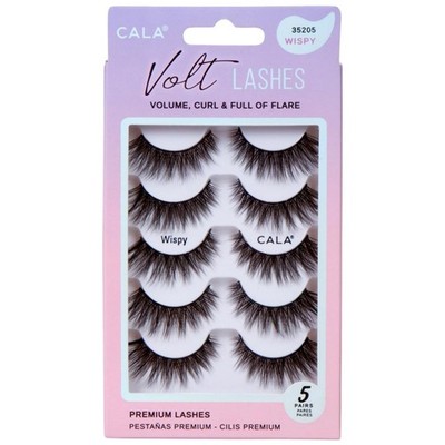 CALA Faux Mink Volt Lashes Wispy (5 Pack), Medium 1 Count (Pack of 5), Black 