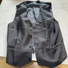 Vintage Black Vest Toptie Unisex Button Front Multiple Pockets NEW