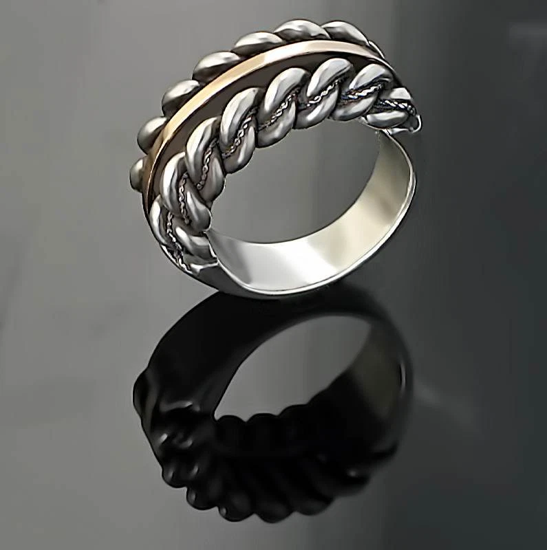 LATVIAN ethnic SILVER and GOLD Double Namejs RING eBay