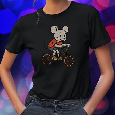 T-Shirt Frauen Maus fährt BMX Motiv Baumwolle Größe S bis 3XL