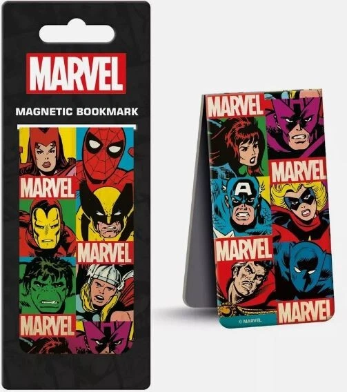 Marvel Comics - Heads Retro Grid - Magnetic Bookmark