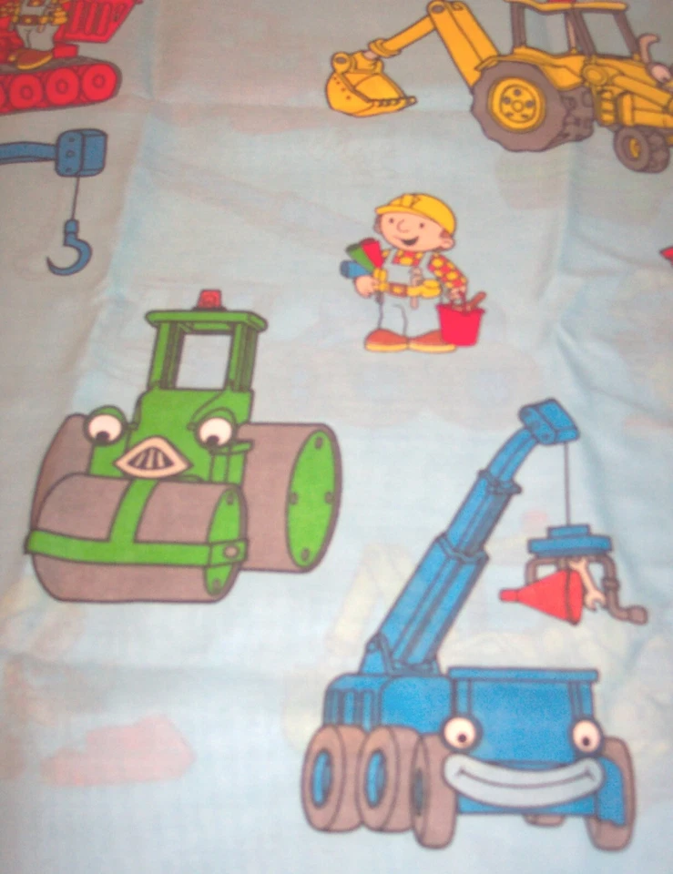 Vintage 2001 BOB THE BUILDER TWIN SIZE FLAT SHEET FABRIC Blue - Изображение 4 из 4