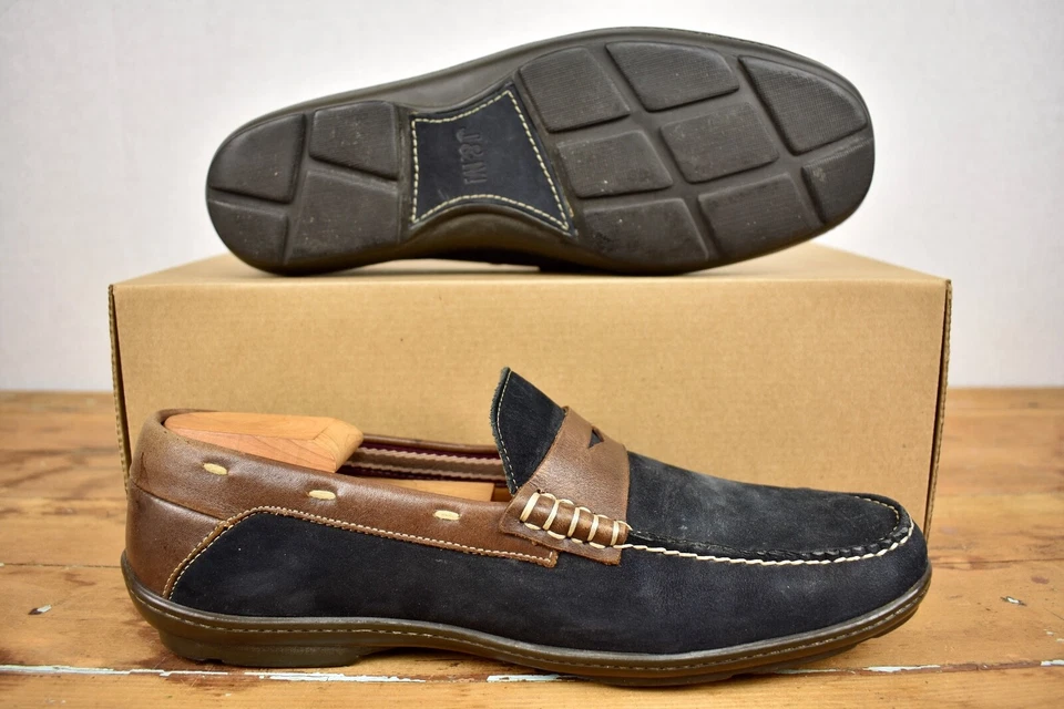 Mocasín de conducción Johnston & Murphy negro con adornos de cuero marrón talla: 9,5 M Foto 3 de 4