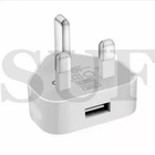Ameego Uk Main Wall 3 Pin Plug Adaptor Charger Usb Port for Mobile Tablets White