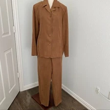 Drapers & Damon's Faux Suede 3 Piece Brown Career Jkt Pants Top Sexy  Size XL