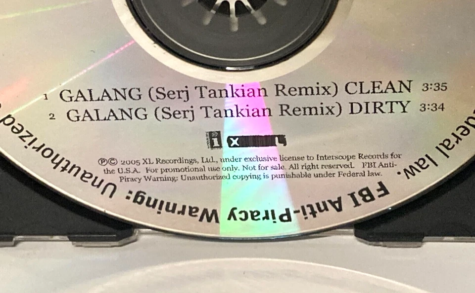 M.I.A. "Galang" RARE PROMO CD Serj Tankian REMIX EX ©2005 MIA Clean + Dirty Foto 2 de 4