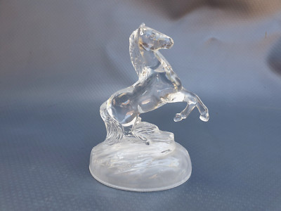 Crystal D`Arque Glasfigur Pferd auf Sockel Glas Kristallglas transparent 16 cm H