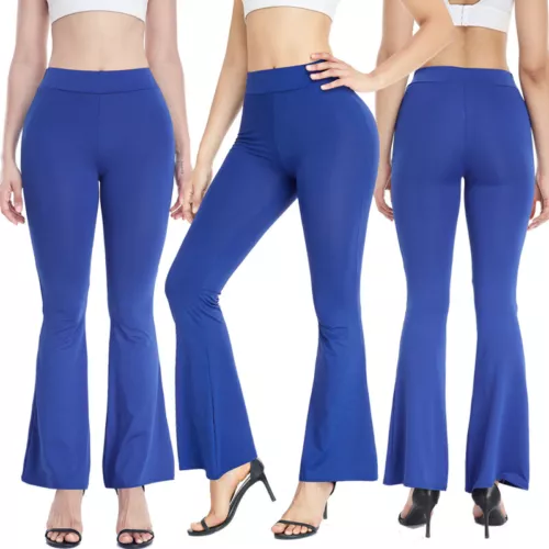 Pantaloni da yoga da donna svasati gambe stretch fondo campana rialzata salotto colori solidi - Foto 7 di 10