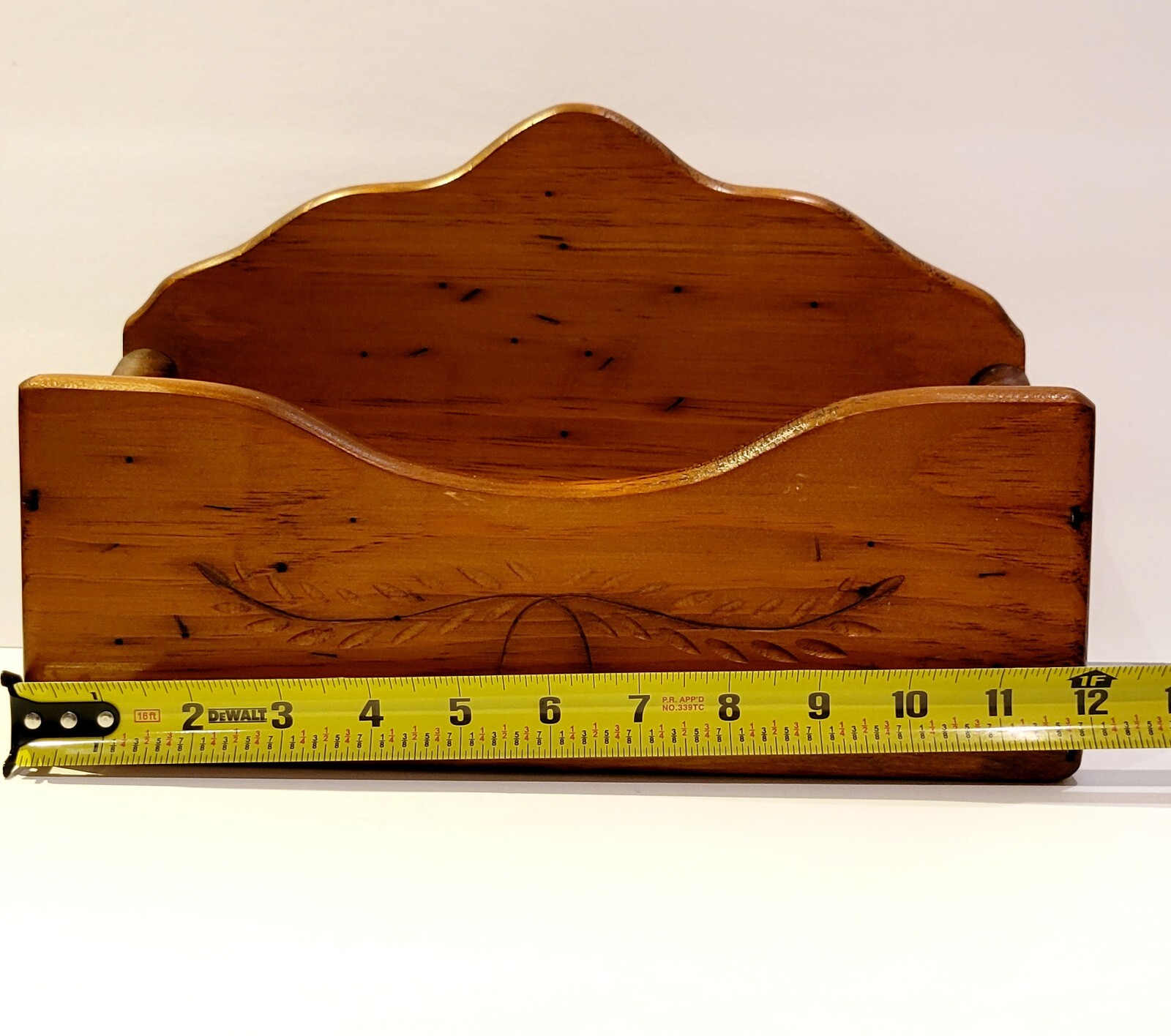 Vintage Pine Wooden Wheat Box Mail Organizer Wall Mount Shelf Sitter