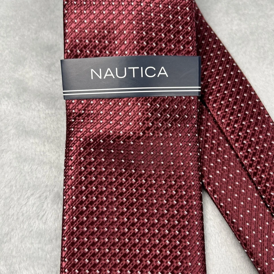 Corbata para hombre NAUTICA rojo blanco lunares 58"x 3" precio de venta sugerido por el fabricante 49,50 USD nueva con etiquetas Foto 3 de 4