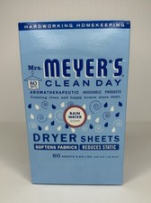 Mrs. Meyer's Clean Day Dryer Sheets Rain Water Scent 80ct, New Box
