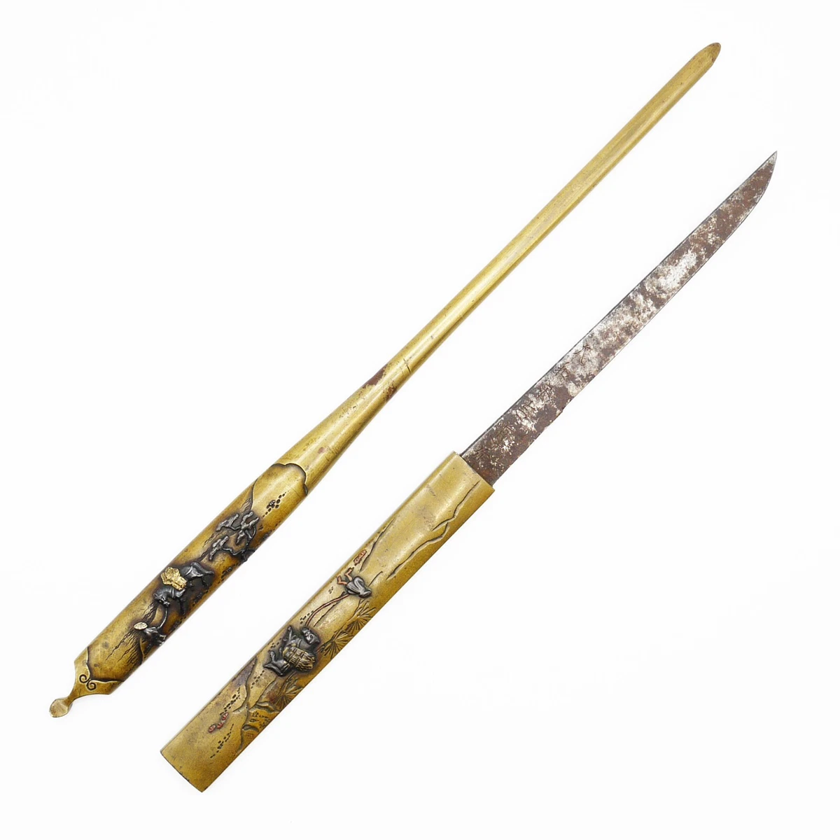 黄铜古董日本刀镡| eBay