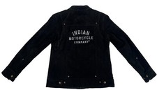 Suede Indian Motorcycle Jacket Embroidered Script Back Women’s Size Xs