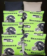 CORNHOLE BEAN BAGS made w Seattle SEAHAWKS Fabric 8 ACA Reg Toss Game Bags