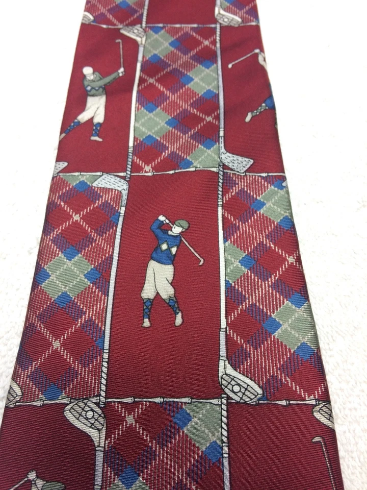 ANTHONY RICHARDS CORBATA PARA HOMBRE ROJA CON TEMA DE GOLF 4 X 57 NUEVA SIN ETIQUETAS Foto 3 de 4