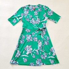 Cute Causal Floral Kelly Green Summer Wrap Vacation  Dress Sz 2 