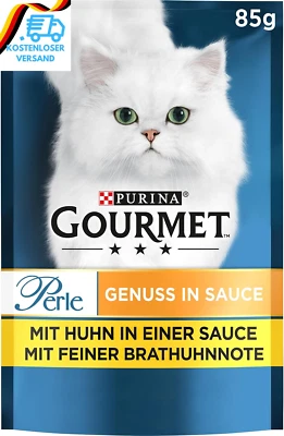 BESUCHE DEN GOURMET-STORE Gourmet Perle Genuss in Sauce Katzenfutter Nass, Mit Huhn, 26Er Pack (26 X 85G)