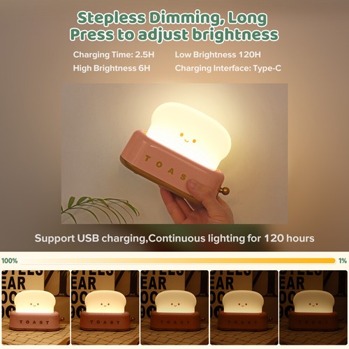 Kinder LED Nachtlicht Dimmbar AKKU Tischleuchte USB Aufladbar Nachttischlampe - Bild 10 von 12