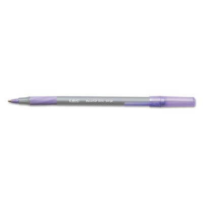Bic Round Stic Grip Xtra Comfort Ballpoint Pen Purple Ink 1.2mm Medium Dozen