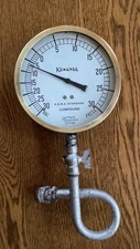 KEWANEE BOILER CO Brass Pressure Vacuum  Gauge Jas. P. Marsh Co. Steampunk Vint.